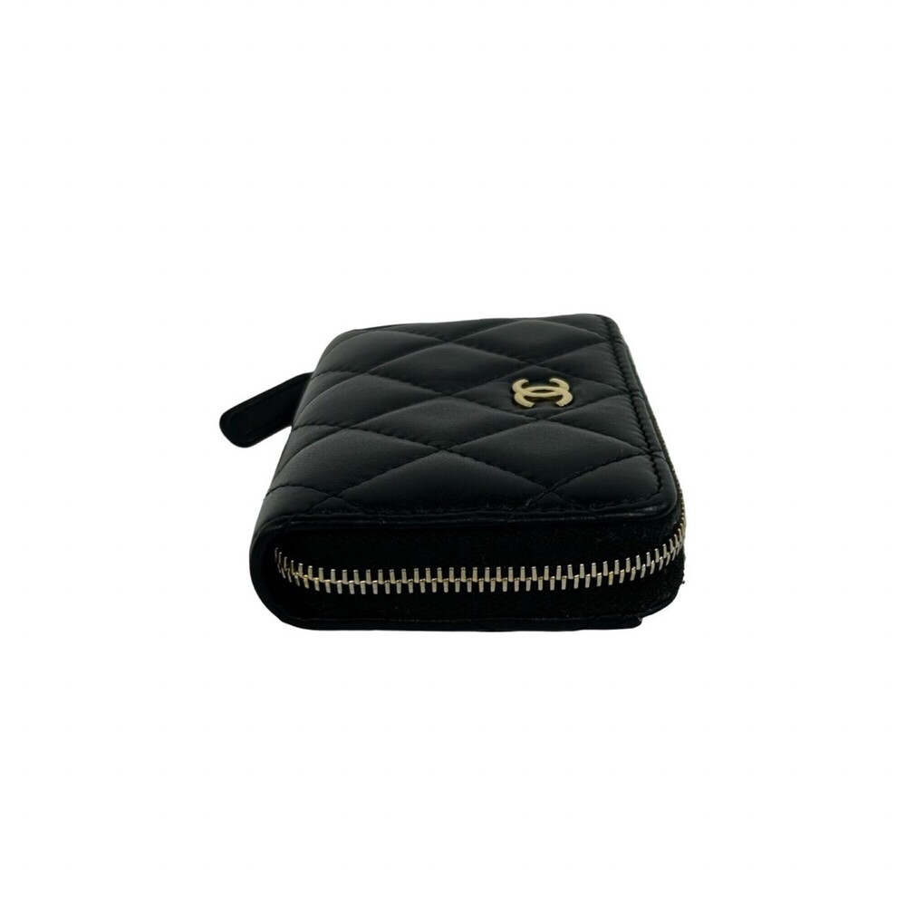 CHANEL Black Lambskin Leather Logo Wallet - Picture 5 of 9